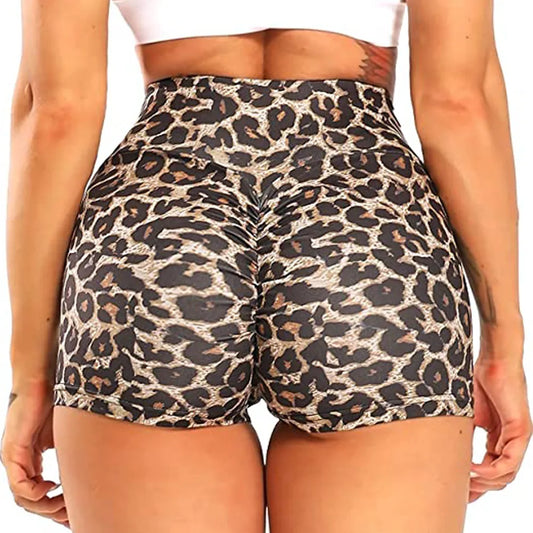 Women's Shorts High Waist Leopard Print with Scrunch