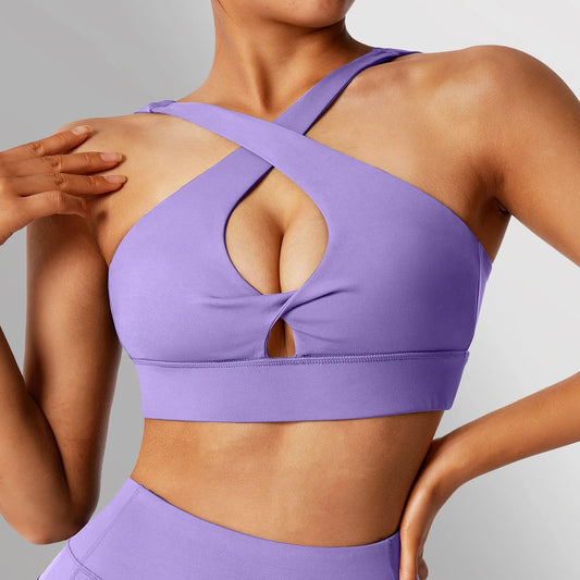 Sports Bra Top Push Up With Front Cross
